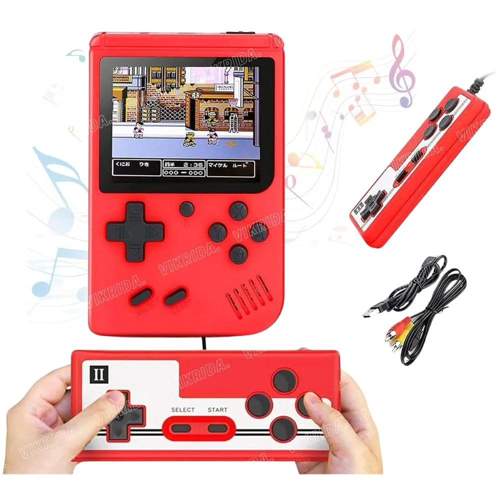 VikriDA Game Box 400 in 1: Handheld Retro Game Console with 400 Classic Games, 2 Player Capability, TV Output, Portable & Rechargeable, Perfect Gift for Kids 7-12