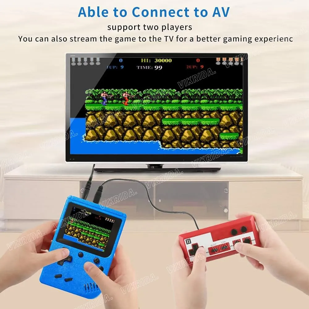 VikriDA Game Box 400 in 1: Handheld Retro Game Console with 400 Classic Games, 2 Player Capability, TV Output, Portable & Rechargeable, Perfect Gift for Kids 7-12