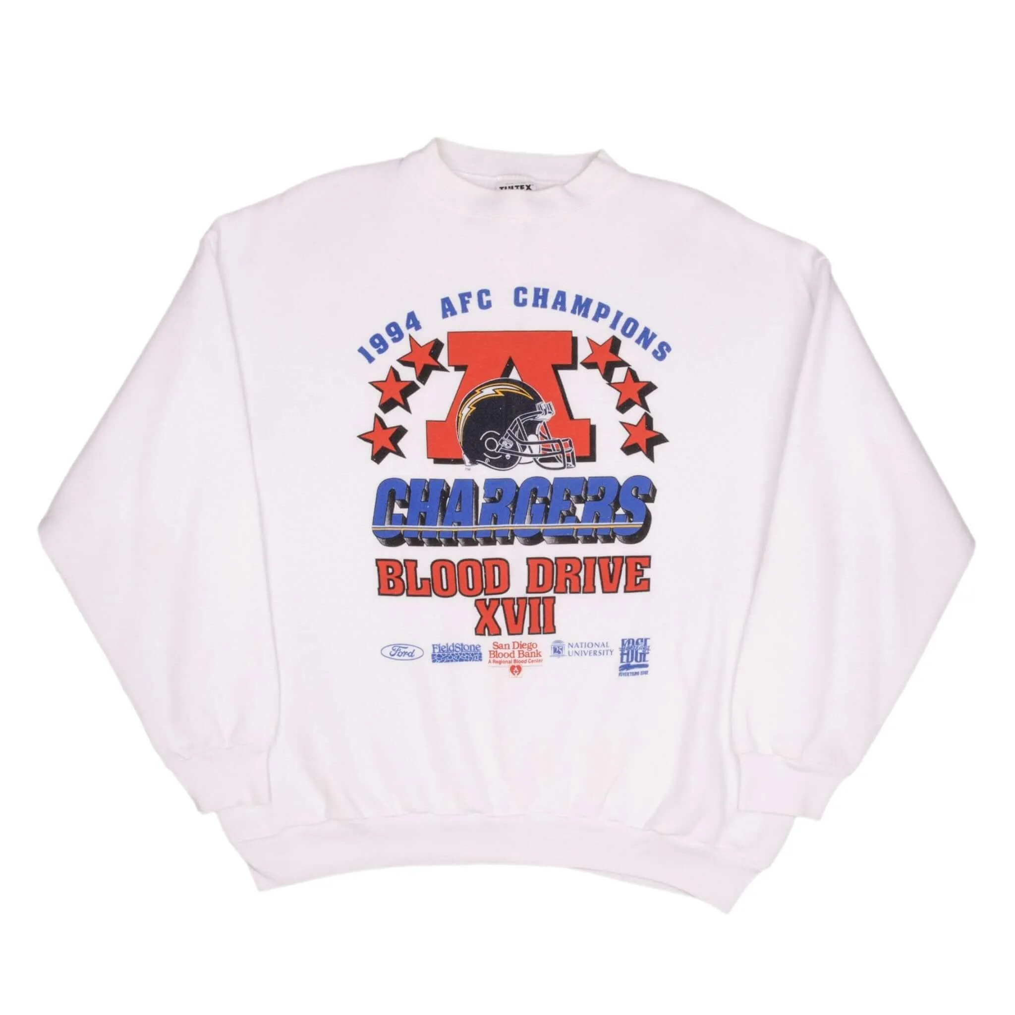 VINTAGE NFL SAN DIEGO CHARGERS 1994 AFC CHAMPIONS SWEATSHIRT SIZE XL