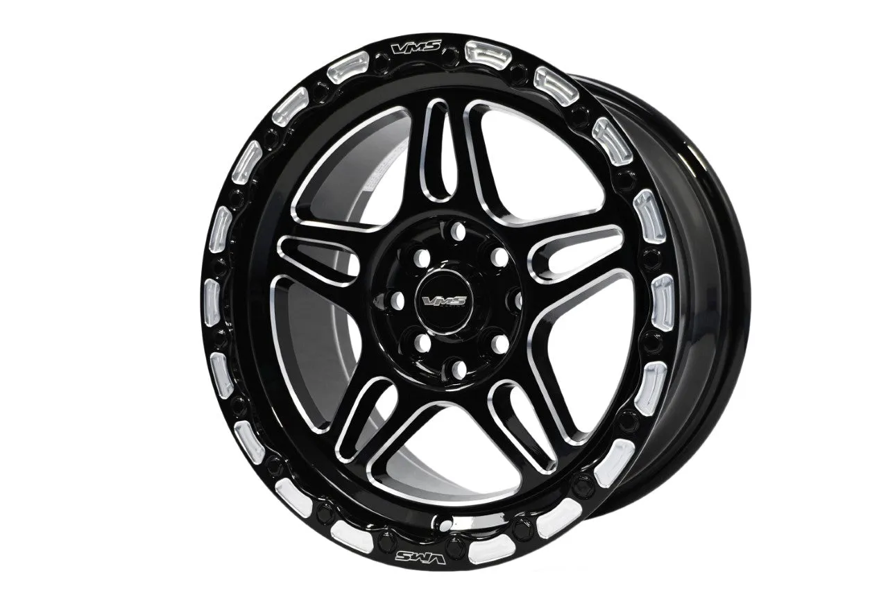 VMS Wheels Blackburn 15x7.5 5x114.3  20 Offset Gloss Black Milling - VWBN003