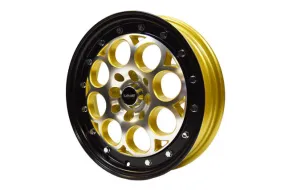 VMS Wheels Revolver 15x3.5 4x100/114.3  10 Offset Machined Gold Black Lip Chrome Rivet Offsets - VWRE009