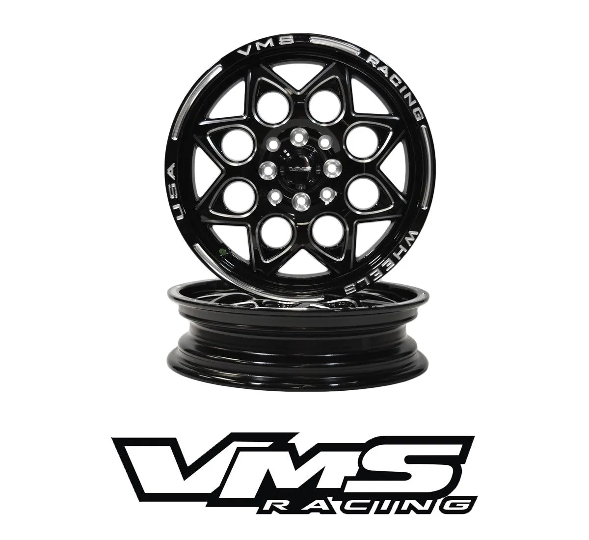 VMS Wheels Rocket 15x3.5 4x100/114.3  10 Offset Black Milling - VWRT002