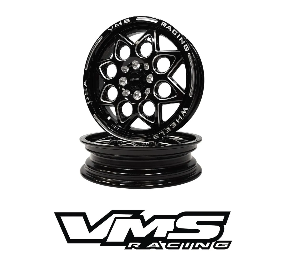 VMS Wheels Rocket 15x3.5 4x100/114.3  10 Offset Black Milling - VWRT002