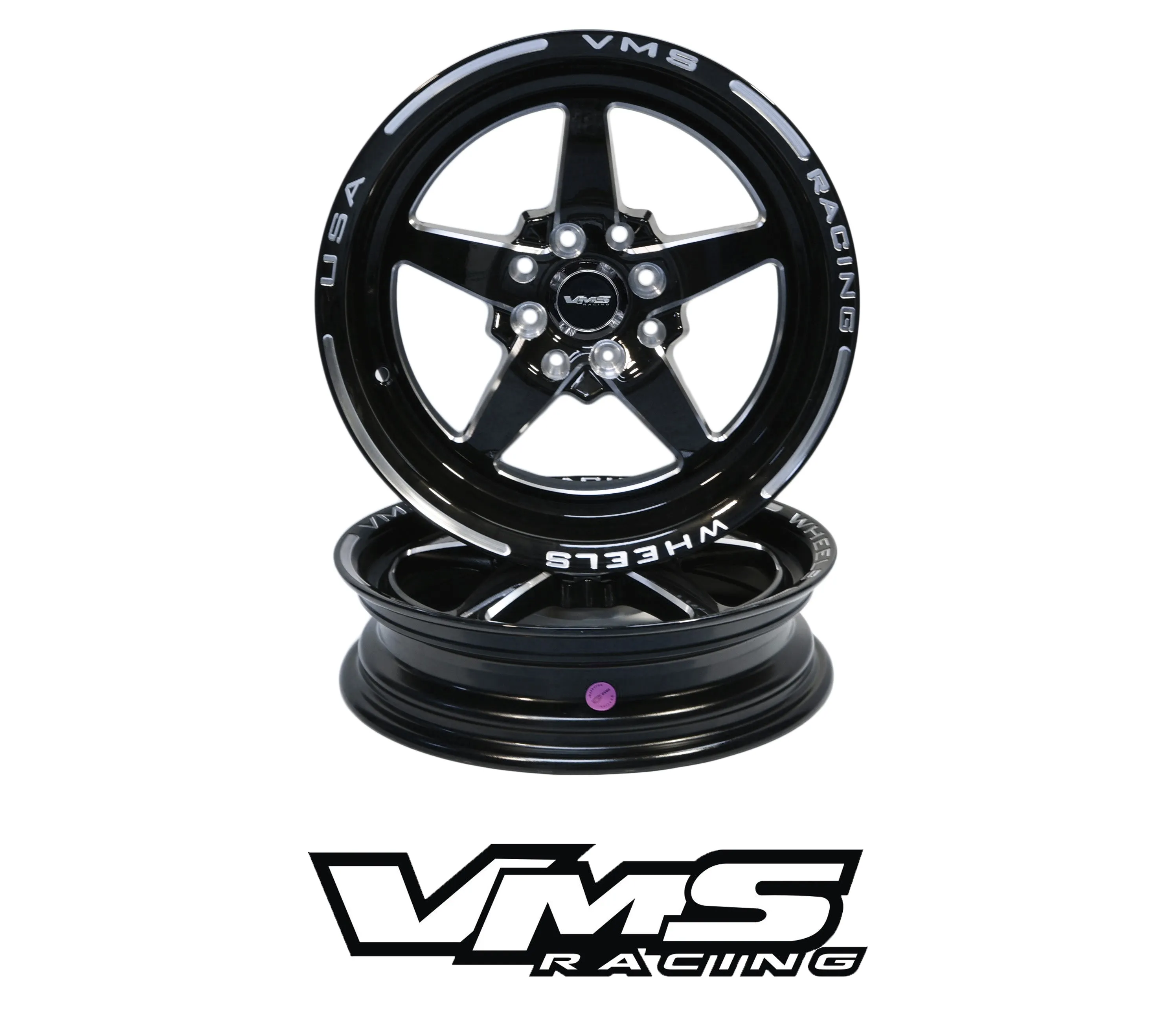 VMS Wheels Star 15x3.5 4x100/114.3  10 Offset Black Milling Finish - VWST003