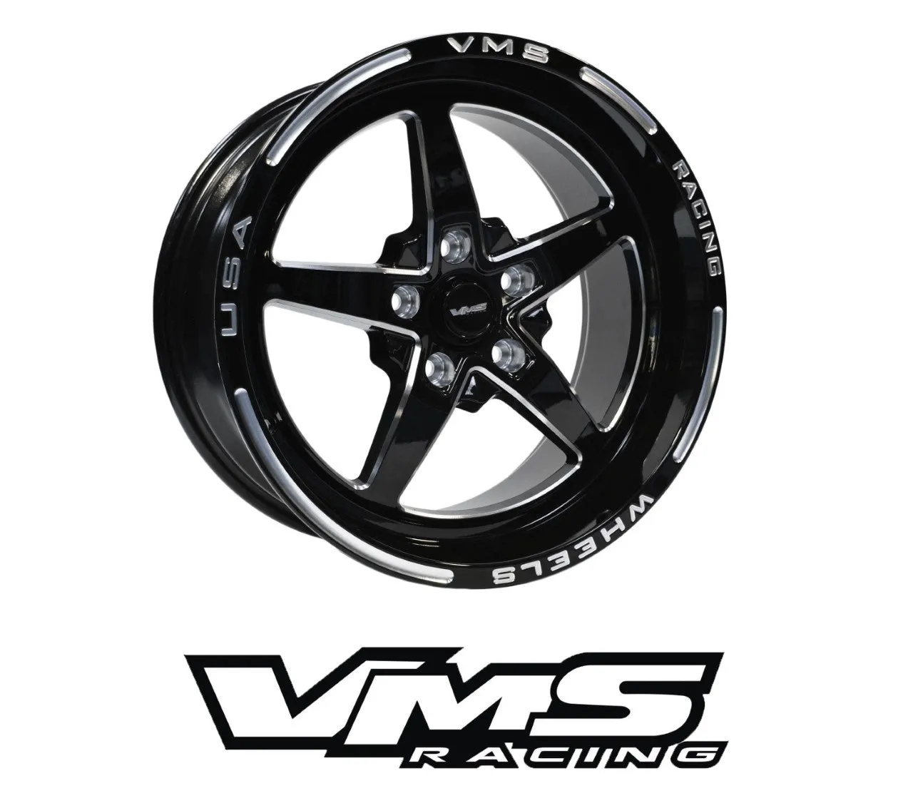 VMS Wheels Star 17x9 5x114.3  35 Offset Black Milling Finish - VWST012