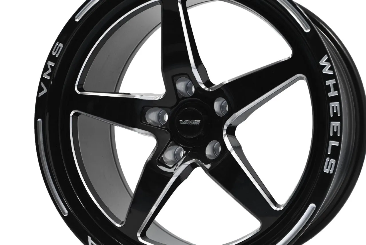 VMS Wheels Star 18x10.5 5x120  52 Offset Black Milling Finish - VWST052