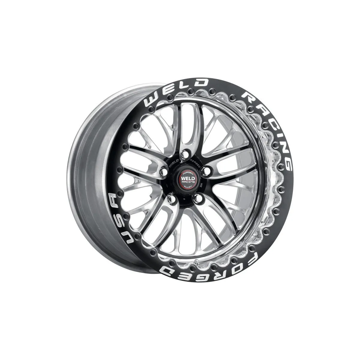 Weld S82 Beadlock Wheel - 17 x 10 in - 8.000 in Backspace - 5 x 4.50 in Bolt Pattern - Low Pad - Beadlock - Black/Polished