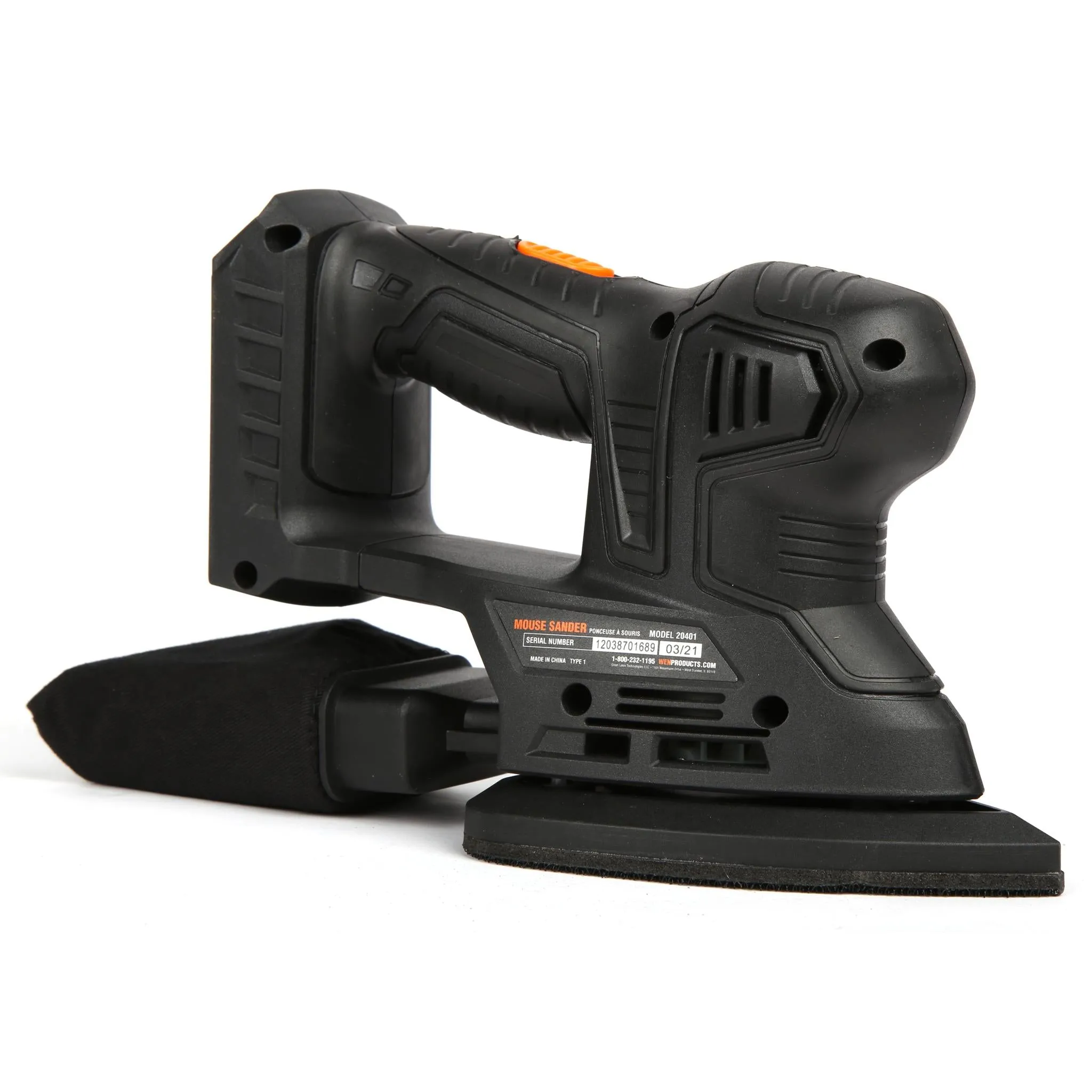 WEN 20401BT 20V Max Cordless Detailing Palm Sander (Tool Only – Battery Not Included)