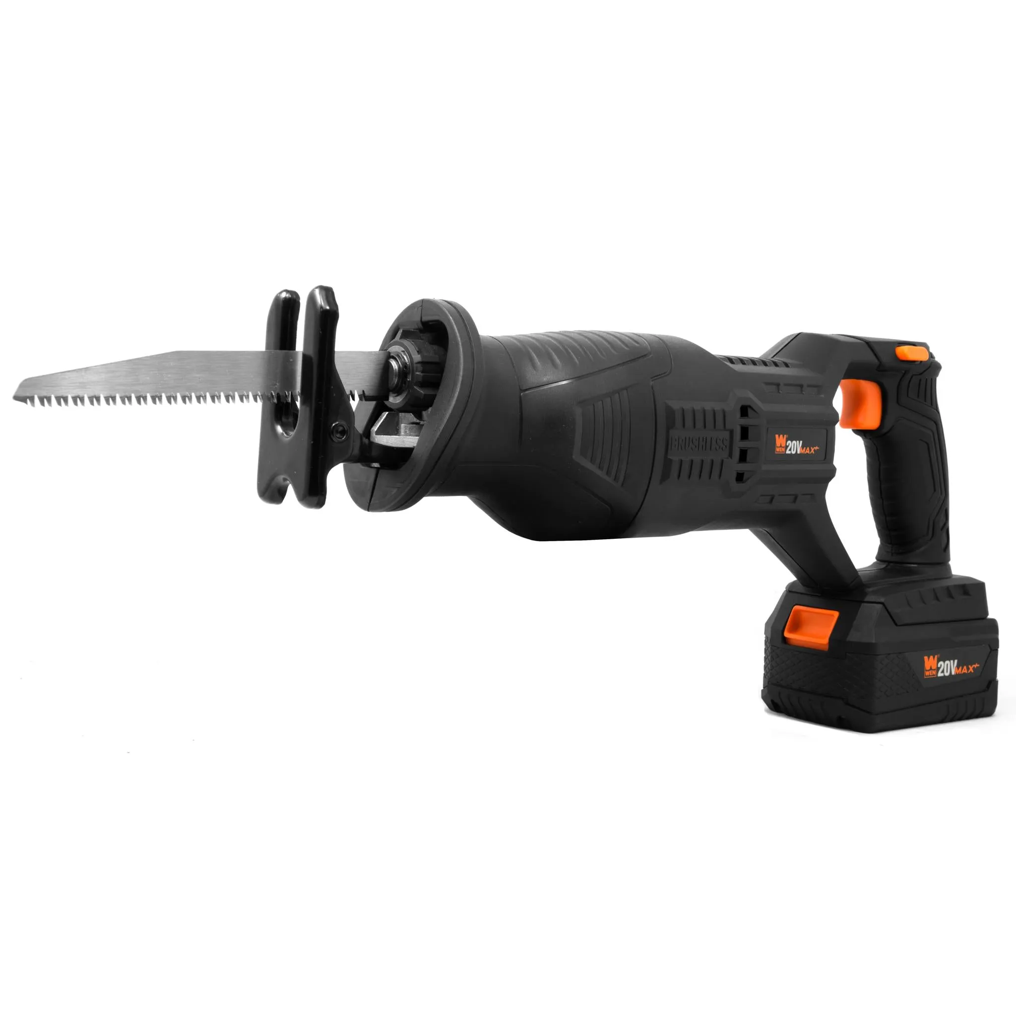 WEN 20630 20V Max Brushless Cordless Reciprocating Saw with 4.0Ah Lithium-Ion Battery and Charger