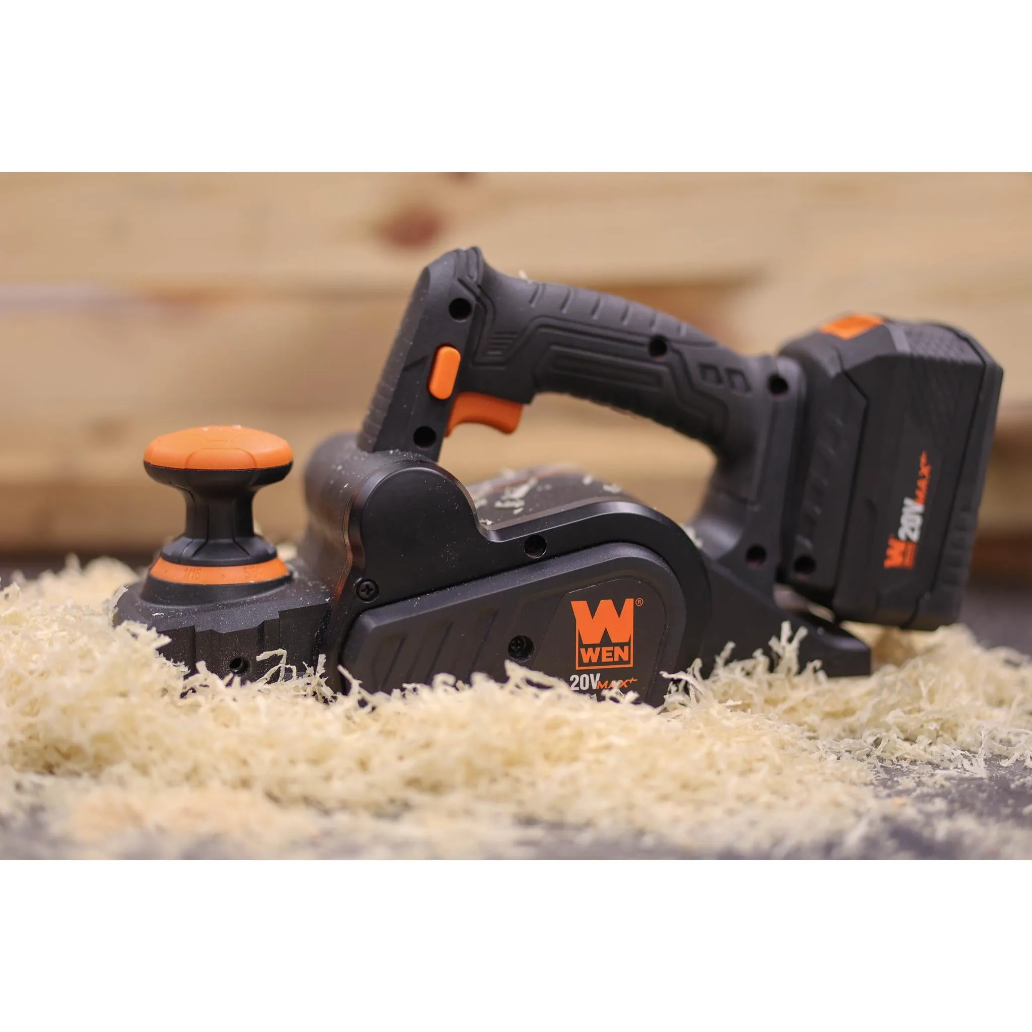 WEN 20653 20V Max Brushless Cordless 3-1/4-Inch Hand Planer with 4.0 Ah Lithium-Ion Battery and Charger