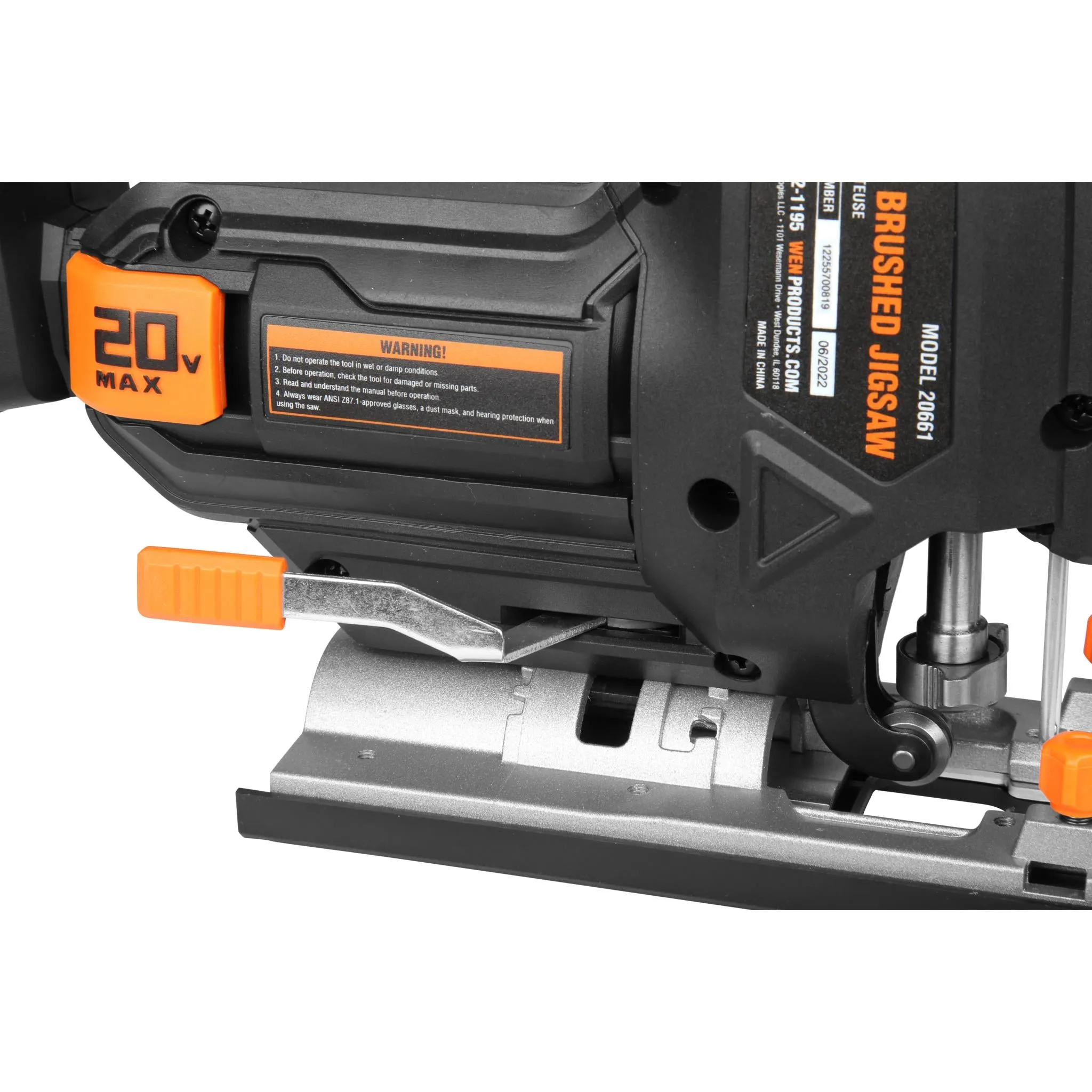 WEN 20661 20V Max Cordless Jigsaw with 2.0 Ah Lithium Ion Battery and Charger