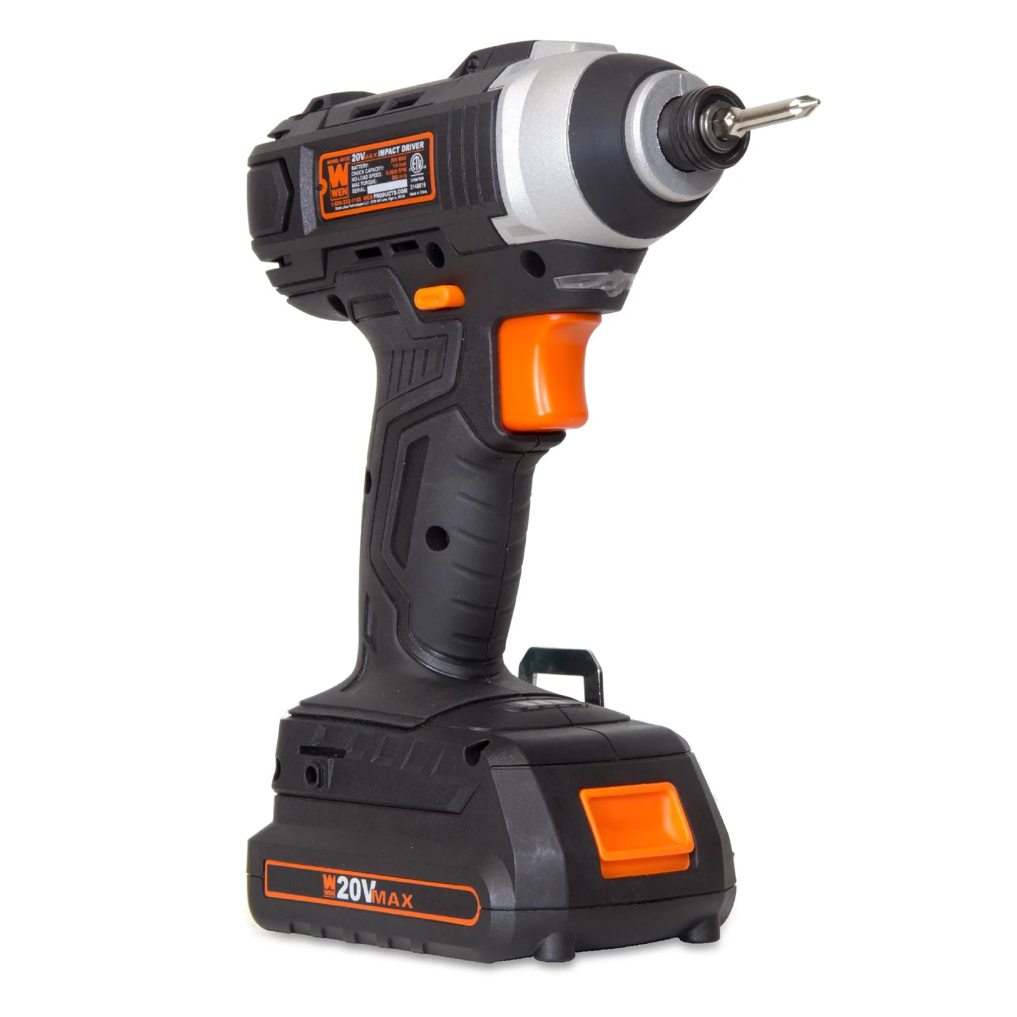 WEN 49135 20V Max Cordless 1/4-Inch Impact Driver w/ Battery, Bits, Charger and Carrying Bag