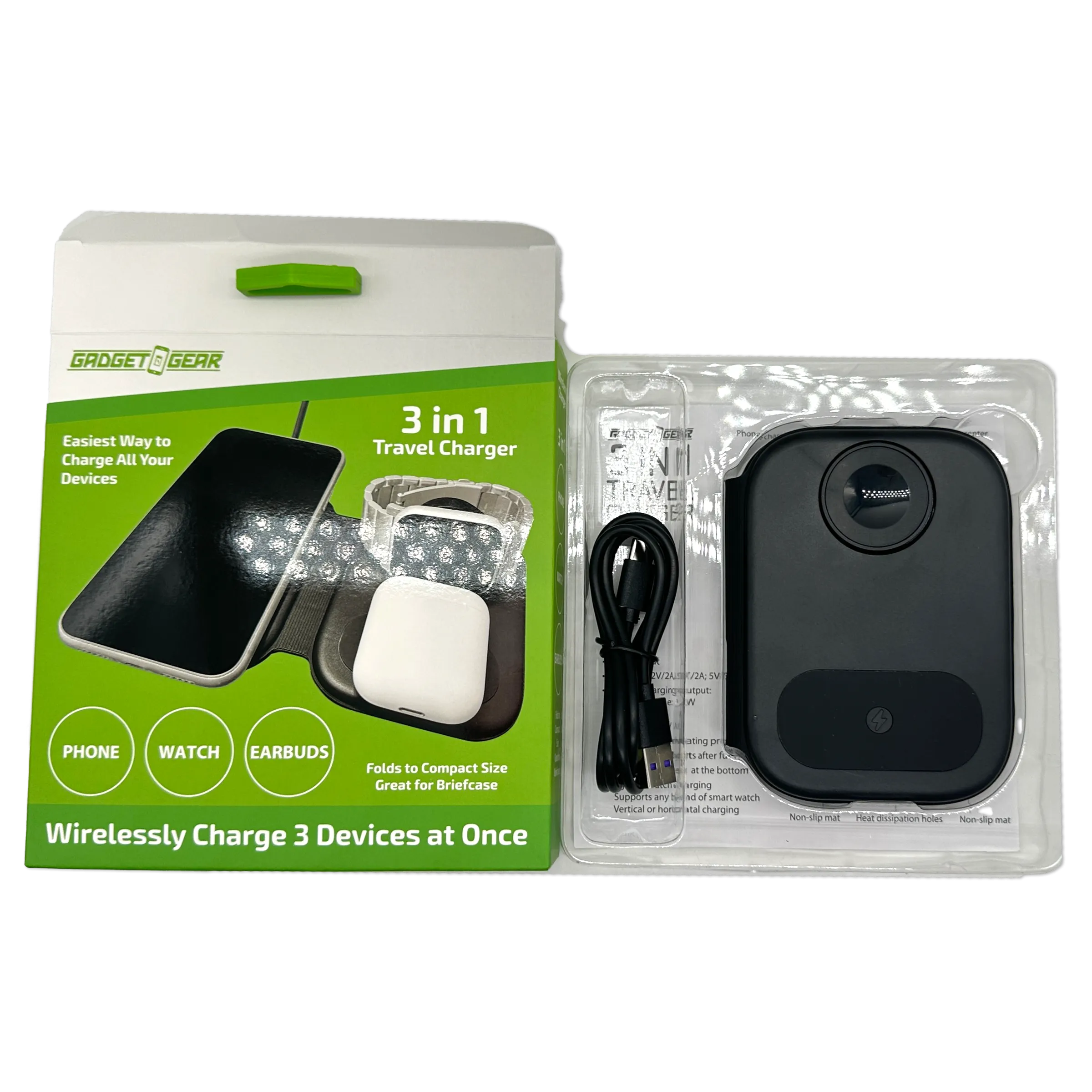 Wireless 3 in 1 Charging Travel Station - 4 Pieces Per Retail Ready Display 23754