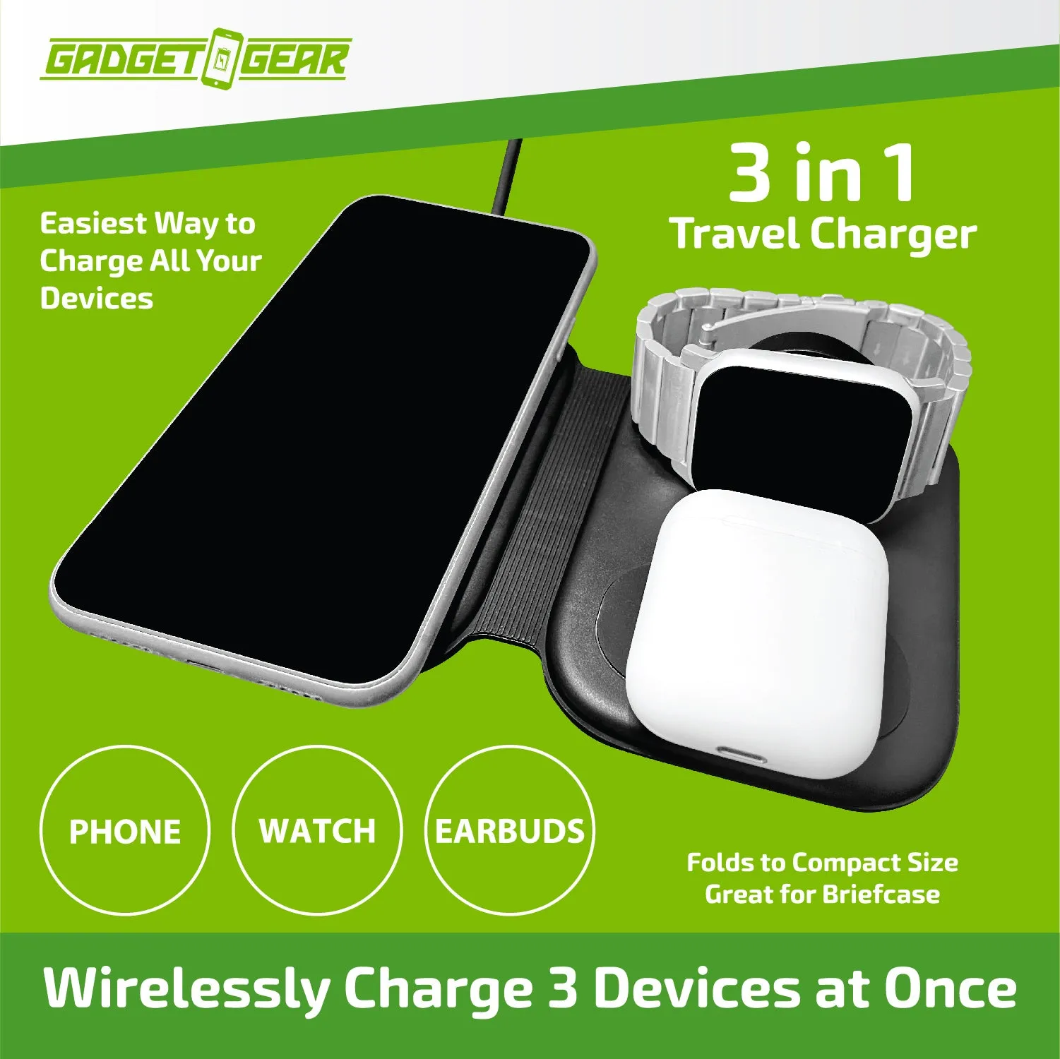 Wireless 3 in 1 Charging Travel Station - 4 Pieces Per Retail Ready Display 23754