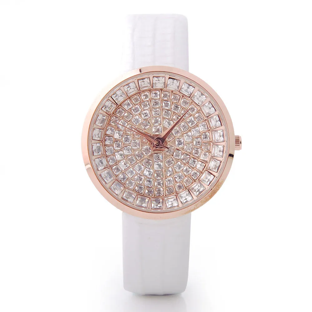 Women Watch Luxury Brand GUOU Genuine Leather Strap Full Crystal Diamond Bling Analog Quartz Ladies Wristwatch Mujer Relojes