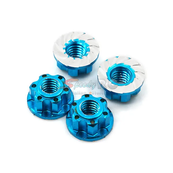 Yeah Racing 4mm Aluminium Wheel Flange Lock Nut 4pcs Blue YA-0448DB