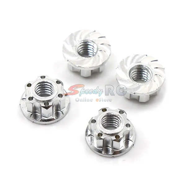 Yeah Racing 4mm Aluminium Wheel Flange Lock Nut 4pcs Silver YA-0448SV