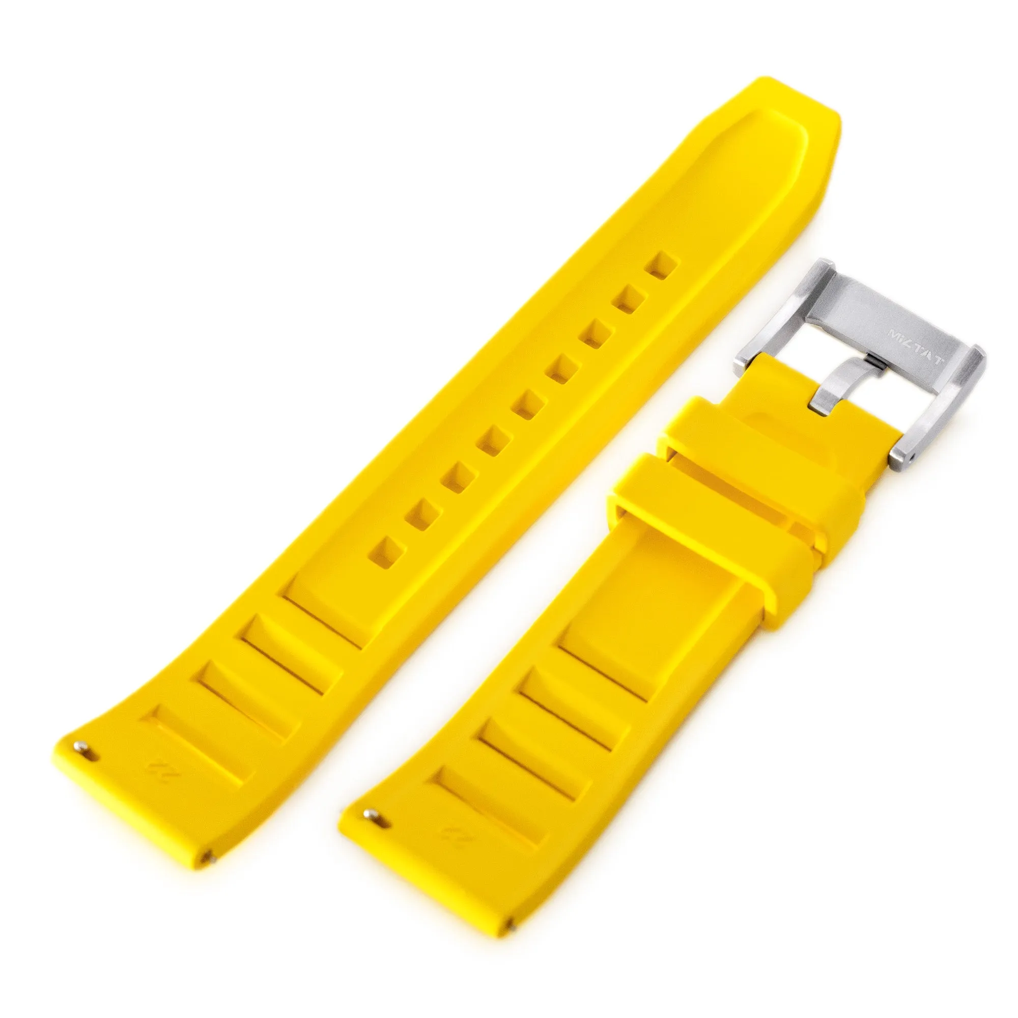 Yellow RM Vented FKM Quick Release Rubber Watch Strap, 20mm or 22mm